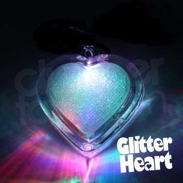 Light Up Glitter Heart Necklace